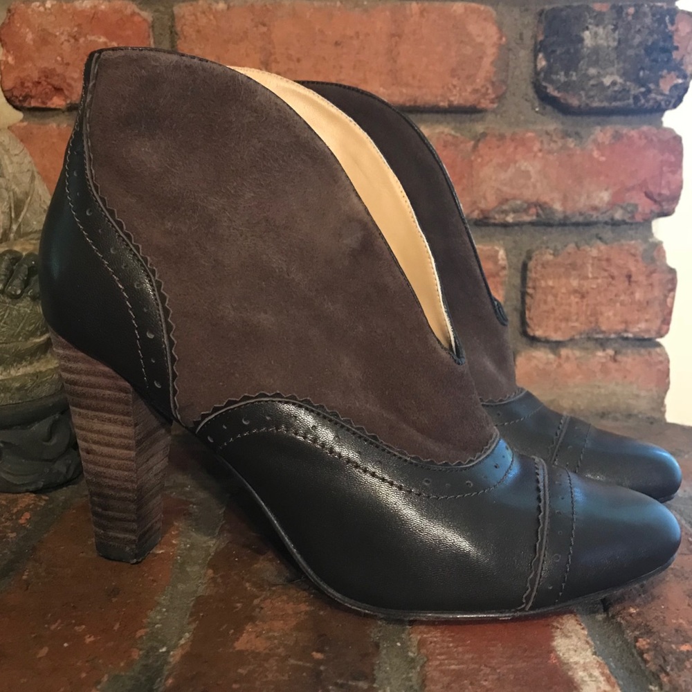 SUNDANCE Suede & Leather Granny Heeled Bootie 7.5